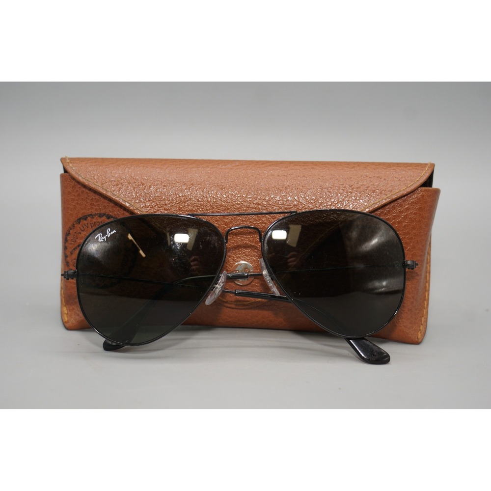 Ray-Ban RB3025 Aviator Classic Black Metal Frame Green G-15 Lenses 58mm
